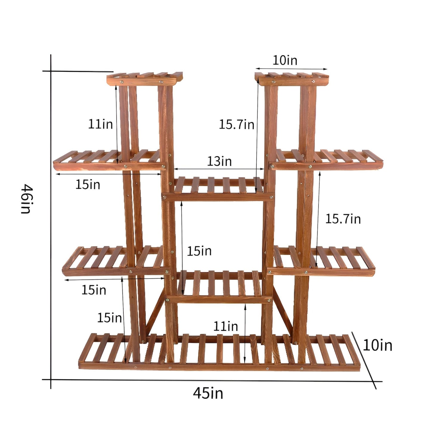 11 Tier Wooden Plant Stand | Indoor Outdoor Multi-Tier Flower Pot Holder Rack | Modern Garden Home & Patio decor