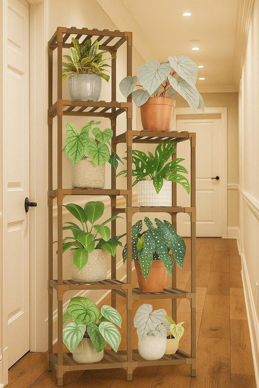 11-Tier Tall Wooden Plant Stand – Large Multi-Tier Plant Shelf for Indoor & Outdoor Use, Garden Flower Rack for Living Room or Corner Décor.