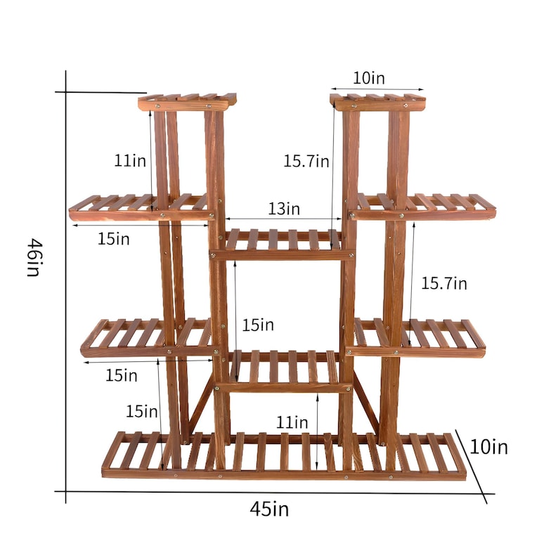 11 Tier Wooden Plant Stand | Indoor Outdoor Multi-Tier Flower Pot Holder Rack | Modern Garden Home & Patio decor