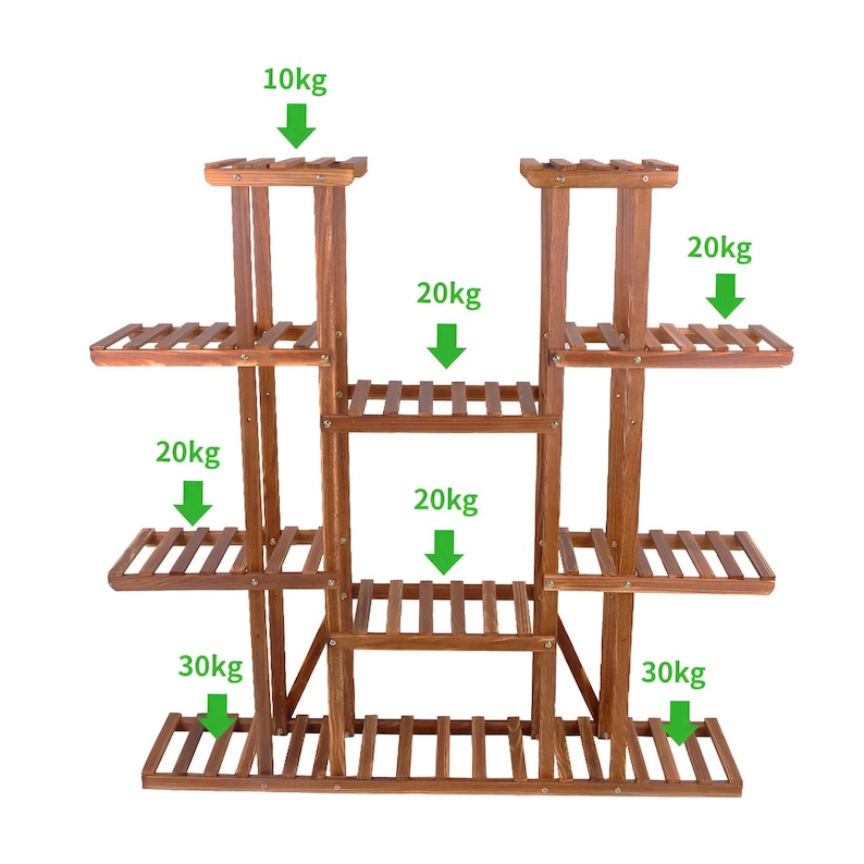11 Tier Wooden Plant Stand | Indoor Outdoor Multi-Tier Flower Pot Holder Rack | Modern Garden Home & Patio decor