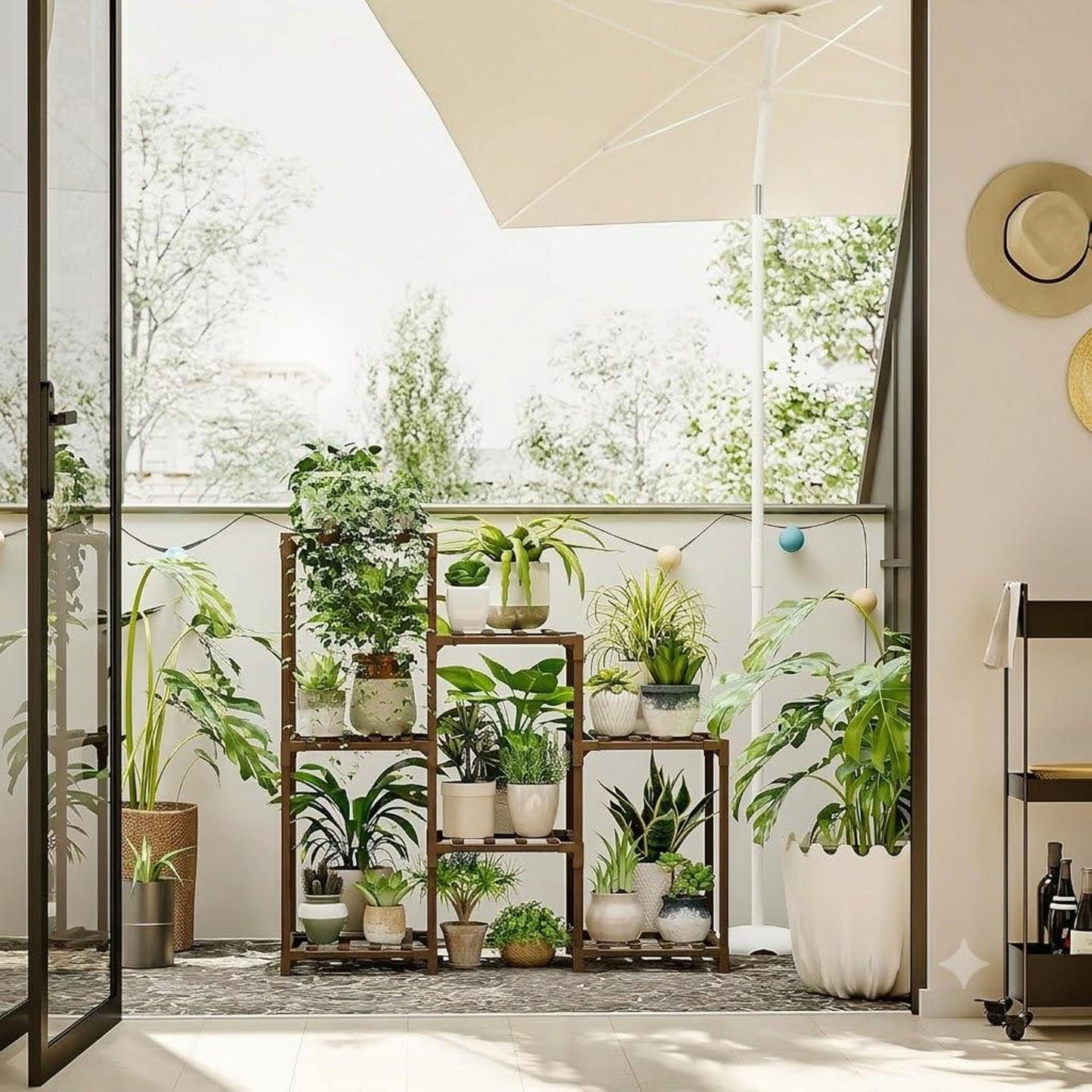 Wood Plant Stand | 3 Tier Plant Shelf | Indoor Outdoor Rack
