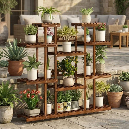 6 Tier Plant Stand Indoor, Wooden Plant Stand for Multiple Plants, Wood Plant Stand, Outdoor Plant Stand, Halloween Decor.