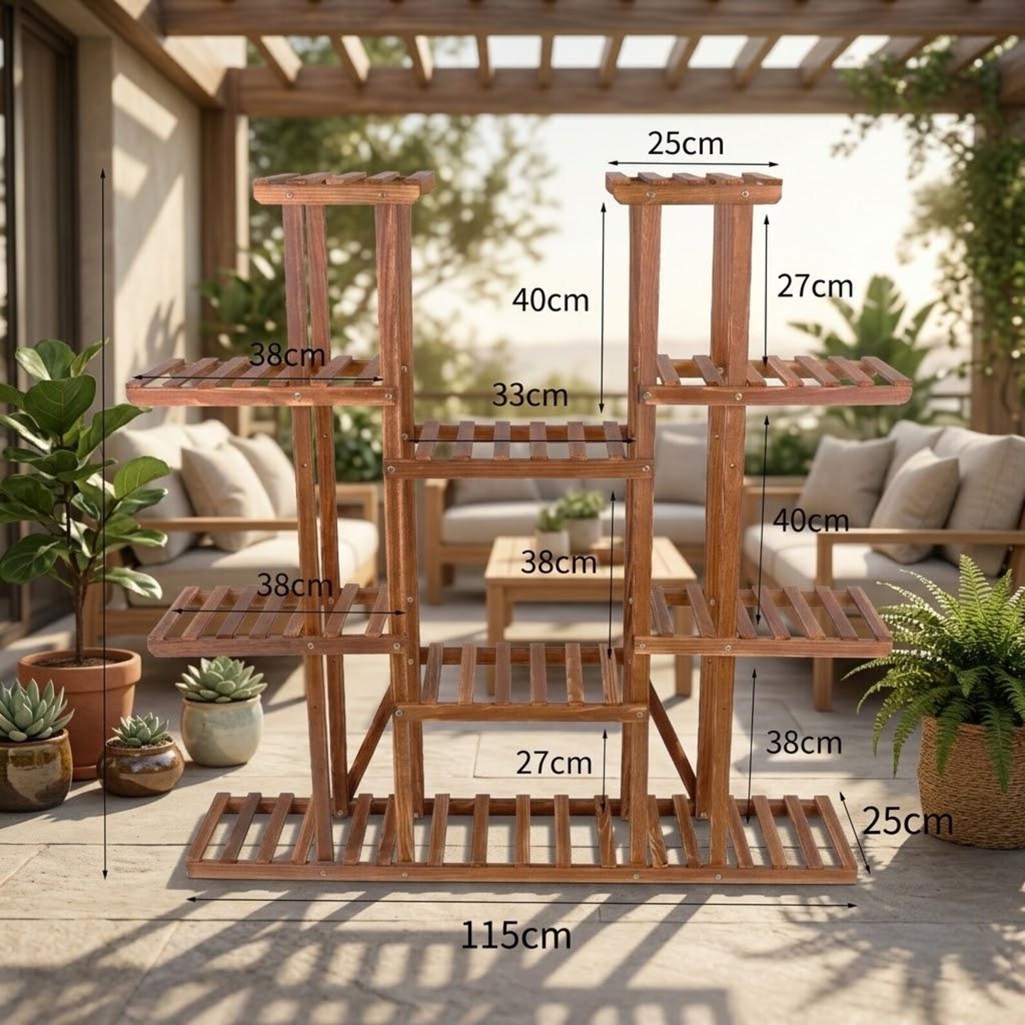 6 Tier Plant Stand Indoor, Wooden Plant Stand for Multiple Plants, Wood Plant Stand, Outdoor Plant Stand, Halloween Decor