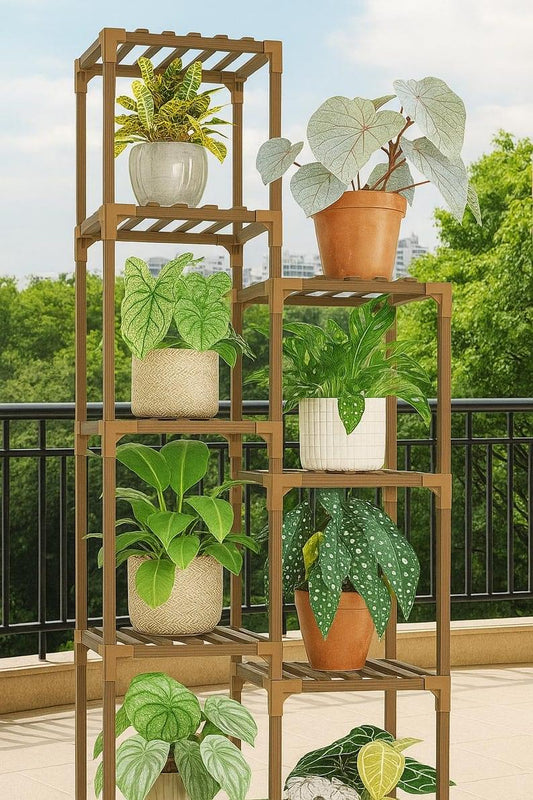 11-Tier Tall Wooden Plant Stand – Large Multi-Tier Plant Shelf for Indoor & Outdoor Use, Garden Flower Rack for Living Room or Corner Décor.