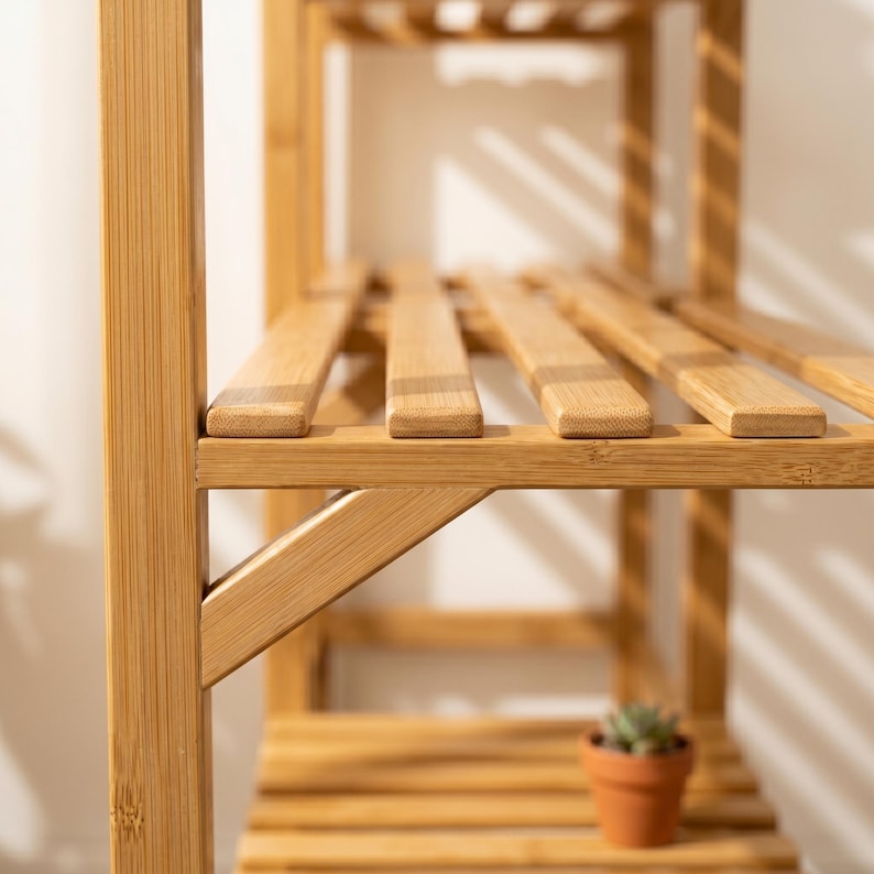 Multi-Tier Bamboo Plant Stand | Natural Wood Indoor Flower Rack, Balcony Shelf