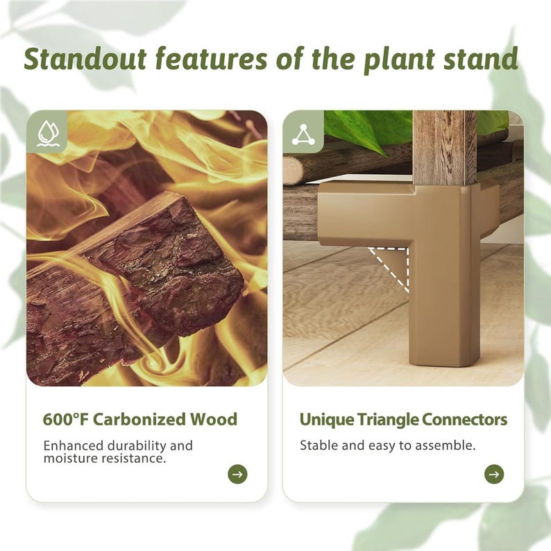 Large Solid Wood Plant Stand with Grow Lights – 17 Tier Indoor Shelf