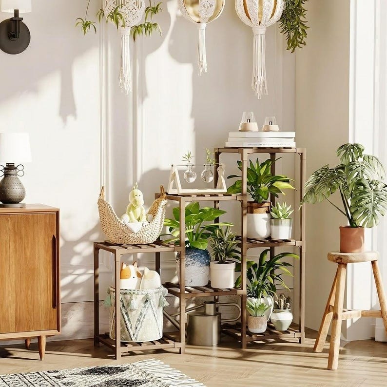 Wood Plant Stand | 3 Tier Plant Shelf | Indoor Outdoor Rack