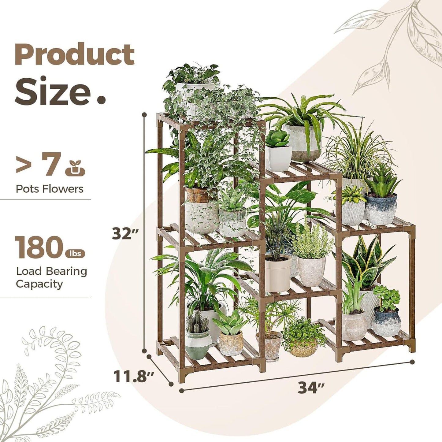 3-Tier Eucalyptus Wood Plant Stand: Boho Ladder Shelf